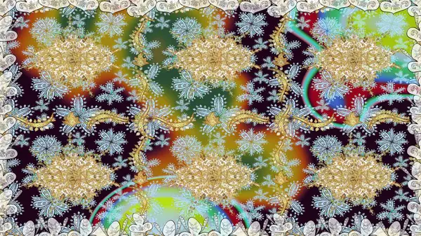 Altın elementlerle nötr renklerde altın desen. Geleneksel oryantasyon süsü. Klasik klasik klasik arka plan. Kusursuz klasik raster altın desenli.