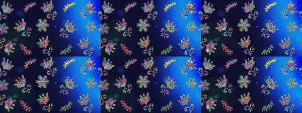 Çiçekler gri, mavi ve yeşil renklerde. Hediye ambalaj kağıdı, tebrik kartları, posterler ve pankart tasarımı. Raster düz çiçek çizim deseni.