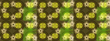 İllüstrasyon kar tanesi. Yeşil, kahverengi ve sarı renklerde suluboya kar taneleri. Kışın sembolü. Güzel dekorasyon.