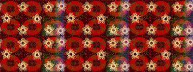 Kristal kar taneleri kahverengi, kırmızı ve yeşil renklerde. Raster illüstrasyonu.