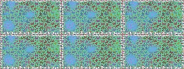 Yeşil renkli resim. Kelebeklerle parlak, pürüzsüz bir desen. Raster illüstrasyonu. Moda Kumaşı Tasarımı.