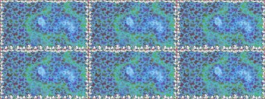 Sırtın için parlak bir dövme. Tropik gerçekçi kelebek. Mavi, yeşil ve mor arka planda güzel renkli kelebekler. Raster. Kelebek tasviri.