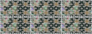 Raster illüstrasyonu. Güzel, parlak, pürüzsüz kumaş, tuval. Eski moda arka plan. Kıvırcık, parlak örgü. Çiçek çelengi. Şablon, pürüzsüz, çiçekli kenar..