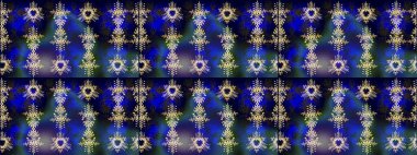 Mavi, siyah ve gri kar taneleri. Noel ve yeni yıl moda baskıları için tatil tasarımı. Raster illüstrasyonu. Kar tanelerinin soyut arkaplanlı Noel şablonu. Renkler.