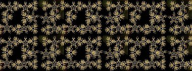 Siyah, kahverengi ve sarı renklerde şirin soyut kar tanesi raster tasarımı. Düz kar karalama ikonları, yılbaşı afişi için kar taneleri silueti, kartlar. Yeni yıl kar tanesi.