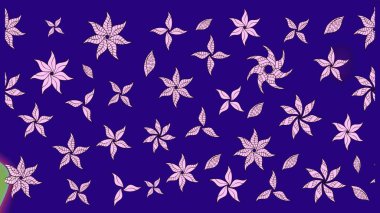 Raster deseni. Bahar çiçekleri dallı desen, mavi renkler çiçekli siluet.