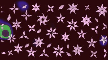 Düz Çiçek Elementleri Tasarımı. Raster illüstrasyonundaki çiçek desenli çizim. Kahverengi renkli çiçekler. Renkli Yaz Teması çizim şablonu.