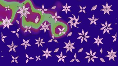 Raster deseni. Sanat çiçeklere ilham verir ve arka planda izler bırakır. Mavi el çizimi desen. Karalama çiçekleri çizim deseni.