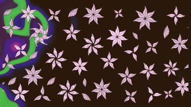 Renkli Yaz Temalı eskiz kalıbı. Düz Çiçek Elementleri Tasarımı. Raster Illustrasyon 'daki Çiçek Deseni' nin son moda çizimi. Kahverengi renkte çiçekler.