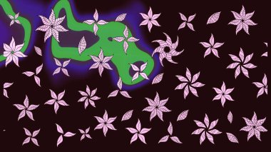 Raster Şirin kumaş deseni. Renkli Bahar Teması eskiz kalıbı. Düz Çiçek Elementleri Tasarımı. Eskiz klasiği.