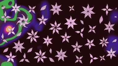 Kahverengi renkli çiçekler. Raster illüstrasyonu. Küçük çiçekte sevimli çiçek deseni var..