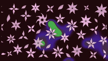 Düz Çiçek Elementleri Tasarımı. Renkli Yaz Temalı eskiz kalıbı. Sevimli çiçek raster deseni. Kahverengi renkte çiçekler.