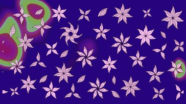 Moda baskıları için zarif bir şablon. Modern çiçek arkaplanı. Parlak renkli çiçekleri ve mavi yaprakları olan harika bir çiçek deseni. Halk stili.