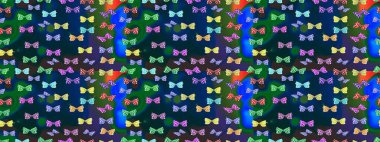 Mavi renkli illüstrasyon. Raster illüstrasyonu. El çizimi, suluboya desenli kelebeklerin çizimi. Klasik tarzda..