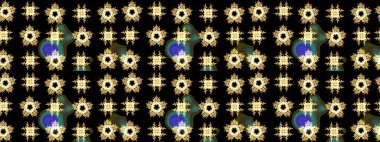 Kış kar taneleri, raster arka plan. Yüzey için tekrarlanan doku, ambalaj kağıdı, siyah, sarı ve kahverengi renkler üzerine kar tanesi.