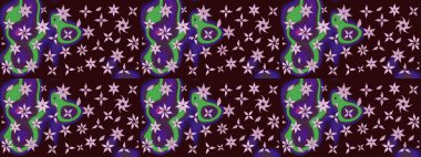 Raster illüstrasyonundaki çiçek desenli çizim. Kahverengi renkte çiçekler.