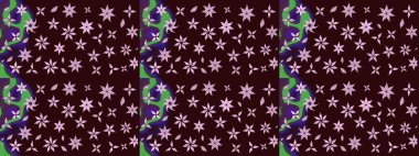 Kahverengi renkli çiçekler. Hediye ambalaj kağıdı, tebrik kartları, posterler ve pankart tasarımı. Raster düz çiçek çizim deseni.