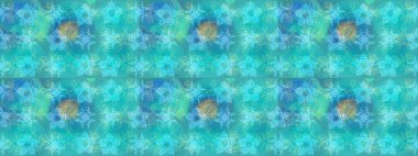 Kar tanelerinin soyut arkaplanlı Noel şablonu. Raster illüstrasyonu. Noel ve yeni yıl moda baskıları için tatil tasarımı. Mavi, yeşil ve nötr kar taneleri.