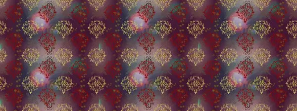 Raster illüstrasyonunda kusursuz çiçek deseni. Kahverengi, mor ve gri renkte çiçekler. Renkli Bahar Temalı Kusursuz Arkaplan. Düz Çiçek Elementleri Tasarımı.