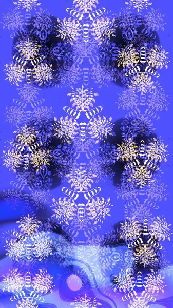 Kar tanesi raster deseni. Renkli arka planda izole tatlı kar taneleri. Raster illüstrasyonu. Mor, mavi ve nötr renklerde kar taneleri.