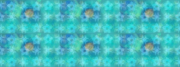 Kar tanelerinin soyut arkaplanlı Noel şablonu. Raster illüstrasyonu. Noel ve yeni yıl moda baskıları için tatil tasarımı. Mavi, yeşil ve nötr kar taneleri.