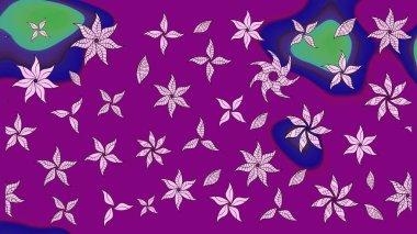 Raster illüstrasyonundaki çiçek desenli çizim. Düz Çiçek Elementleri Tasarımı. Renkli Bahar Teması eskiz kalıbı. Süslü kumaş deseni.