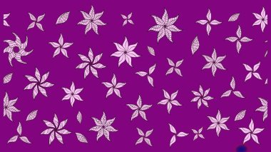 Raster deseni. Bahar çiçekleri dallı desen, mor renkler çiçekli siluet.