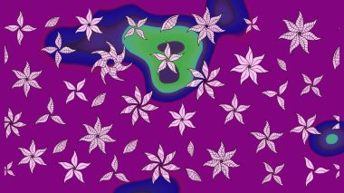 Raster illüstrasyonu. Mor renklerde. Mor renkte mor papatya deseni.