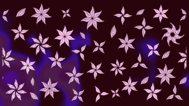 Raster çiçek desenli çiçek deseni, yapraklar, dekoratif elementler, sıçrama, lekeler, el çizimi kontur çizgileri ve Doodle çizim stili, grafik raster çizim çizimi.