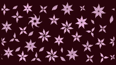 Raster Illustrasyon 'daki Çiçek Deseni' nin son moda çizimi. Düz Çiçek Elementleri Tasarımı. Kahverengi renkli çiçekler. Renkli Yaz Teması çizim şablonu.