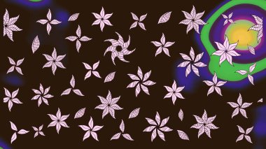 Raster - stok. Kahverengi çiçekli eskiz deseni, suluboya çiçek deseni, sevimli çiçek, duvar kağıdı, kart veya kumaş için fayanslı.