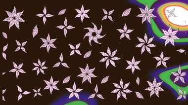 Çiçekli el çizimi çizimi deseni. Modern gelişim kahverengi raster arka plan duvar kâğıdı illüstrasyon klasik çizgili iz sürme desenli çiçekler, çiçekli süsler.