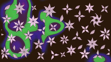 Suluboya tarzında kahverengi renkte. Raster illüstrasyonu. Küçük çiçekli bahar deseni çiz.