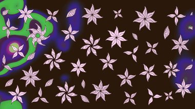 Raster. Kahverengi renkte güzel çiçekler, suluboya desenli eskiz deseni, duvar kağıdı, kart veya kumaş için fayanslı..