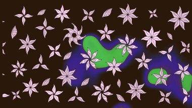 Nazik, narin çiçek arkaplanı. Çiçekli karalama şeklinde Raster çiçek deseni. Kahverengi renkte çiçekler.