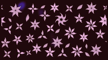 Dallı bahar çiçekleriyle desen, kahverengi renklerle çiçek siluetiyle desen. Raster deseni.