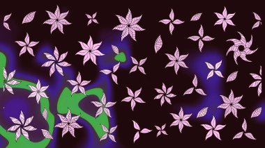 Raster illüstrasyonu. Çiçekli, yapraklı, çiçek desenli eskiz. El çizimi.