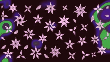 Dallı bahar çiçekleriyle desen, kahverengi renklerle çiçek siluetiyle desen. Raster deseni.