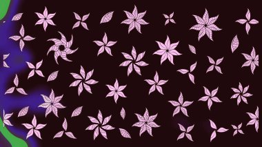 Düz Çiçek Elementleri Tasarımı. Çiçeksel fantezi tasarımı ve parlak bir arka plan çizimi. Renkli Bahar Teması çizim şablonu.