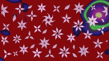 Raster. Kırmızı renkte güzel çiçekler, suluboya desenli eskiz deseni, duvar kağıdı, kart veya kumaş için fayanslı..