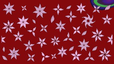 Kibarca, kırmızı renkte bahar çiçekleri. Yaprak ve çiçeklerin suluboya resimleri, kırmızı renklerde çizimler. Raster illüstrasyonu.