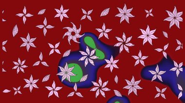 Suluboya çizim kalıbı. Suluboya tarzında kırmızı renkte çiçekler. Çiçek izi.