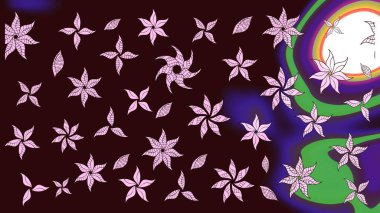 Kahverengi renkli çiçekler. Düz Çiçek Elementleri Tasarımı. Çiçekli çizim şekli. Renkli Bahar Teması çizim şablonu.