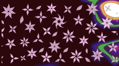 Çizgi çizimi kalıbı. Şirin çiçekler. Raster Moda kumaş deseni.