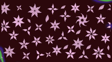 Raster illüstrasyonundaki çiçek desenli çizim. Kahverengi renkte çiçekler.