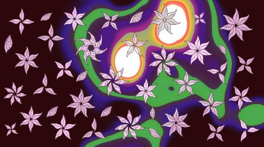 Güzel çiçek deseni. Düz Çiçek Elementleri Tasarımı. Kahverengi renkli çiçekler. Renkli Bahar Teması çizim şablonu.