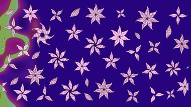 Çiçeksel çizim kalıbının yansıması. Vadinin mavi renkli çiçekleri.