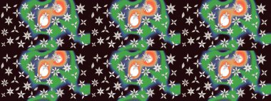 Vadinin çiçekleri kahverengi renklerde. Çiçeksel çizim kalıbının çizimi.