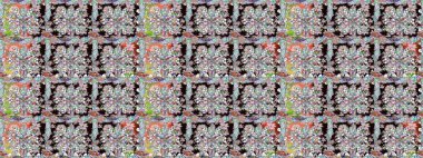 Raster deseni. Ağaç dallı bahar çiçekleri, çiçek siluetiyle nötr renkler.