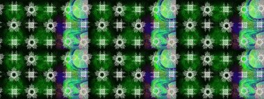 El çizimi, dövme stili karalama, kumaş tasarımı ve Raster illüstrasyonunda kartlar. Sanat terapisi için yeşil, mavi ve gri mandala şeklindeki kar taneleri..